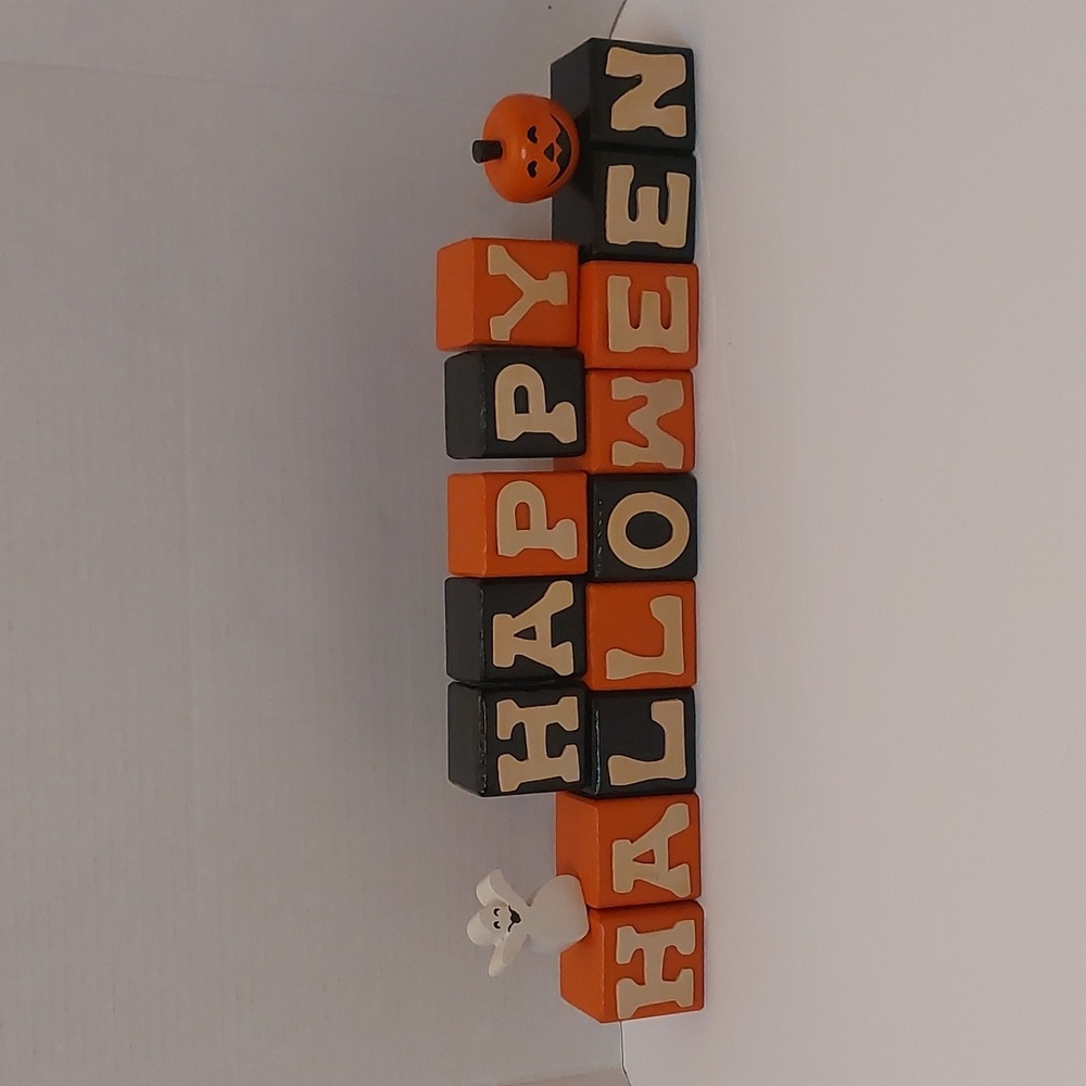 LILLIAN VERNON WOODED HOLLOWEEN BLOCKS with Ghost Pumpkin